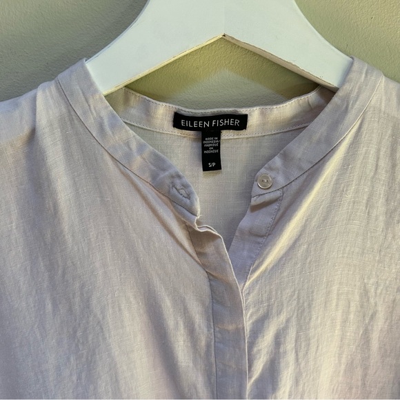 Eileen Fisher ~Pale Lavender Organic Linen Long Sleeve Button Front Tunic-Small - Picture 11 of 11